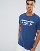 Abercrombie & Fitch Address Logo Print T-shirt In Blue - Blue