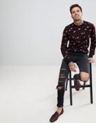 Bershka Holidays Sweater With Metallic Print In Black - Black