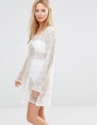 Anmol Crochet Mini Dress With Metallic Print