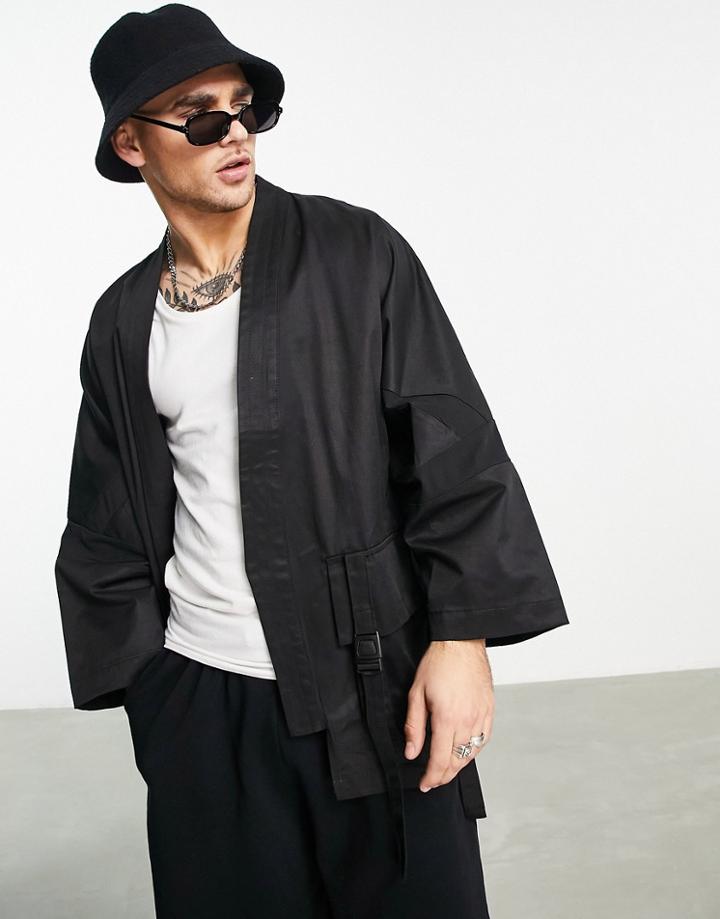 Bershka Kimono Jacket In Black