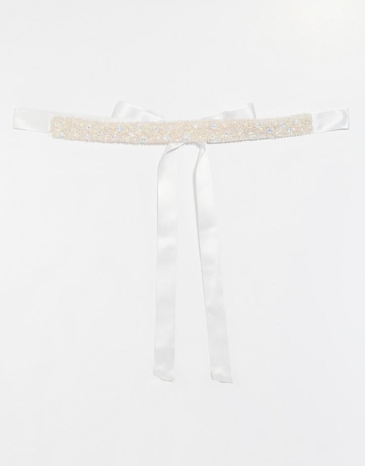 Asos Bridal Sequin Embellished Sash Belt - White