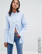 Asos Tall Oversized Boyfriend Shirt With Double Cuff & Button Side - M