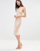 Club L Lace Applique Cami Strap Detailed Midi Dress