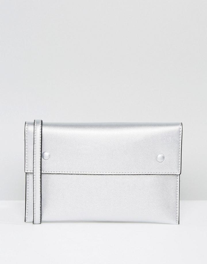 Asos Covered Stud Cross Body Bag - Silver