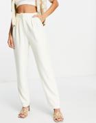 Fashion Union High Waisted Pants With Pleat Front - Part Of A Set-white