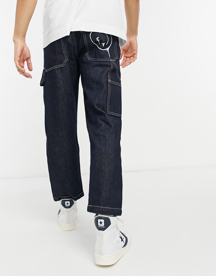 Levi's Youth Tapered Carpenter Crop Jeans In Smile More Wash Black