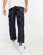 Levi's Youth Tapered Carpenter Crop Jeans In Smile More Wash Black