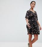 Asos Design Petite Ultimate Casual Mini Tea Dress In Washed Dark Floral Print - Multi