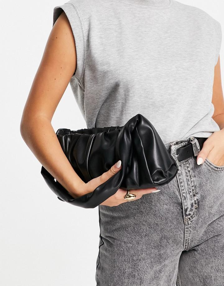 Asos Design Shoulder Bag With Ruched Detail In Black