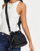 River Island Faux Fur Duffle Bag In Black