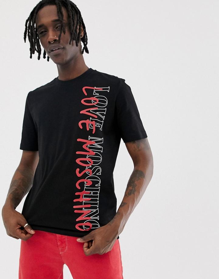 Love Moschino Print Logo T-shirt In Black - Black