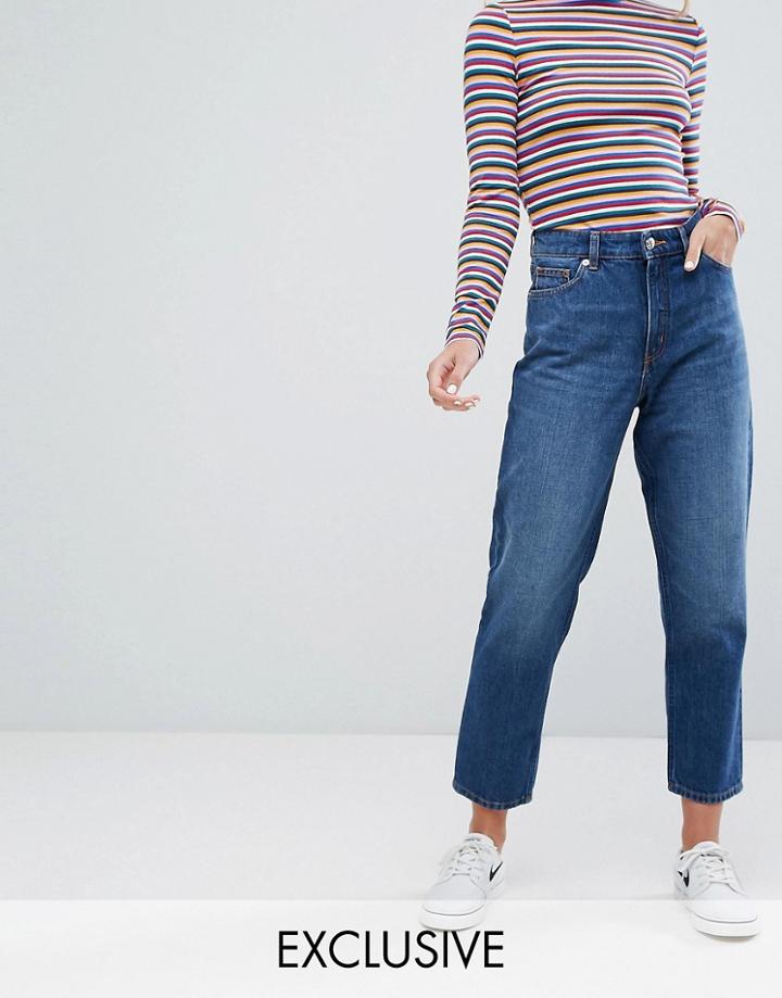 Monki Taiki High Waist Mom Jeans - Blue