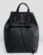 Bershka Western Detail Backpack With Drawstring - Black