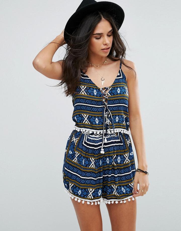 Raga Riviera Maya Printed Tank Tank - Navy