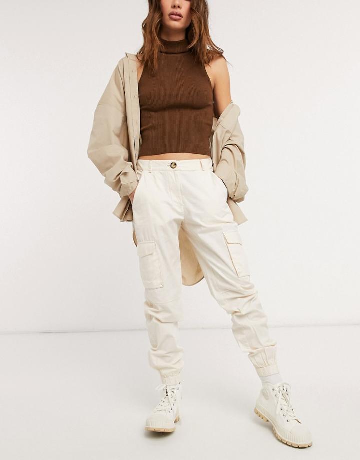 Noisy May Cargo Pants In Ecru-neutral
