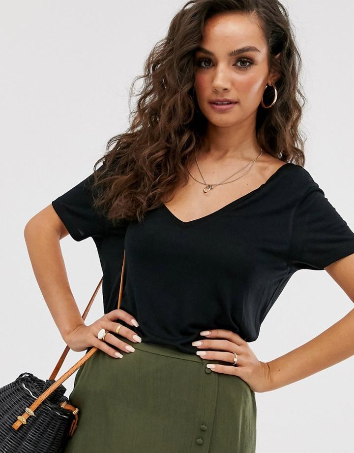 Asos Design Oversized V Front And V Back T-shirt In Black
