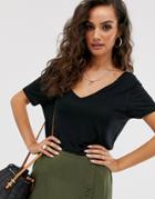 Asos Design Oversized V Front And V Back T-shirt In Black