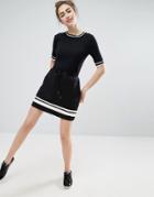 Monki Stripe Detail Jersey Mini Skirt - Black