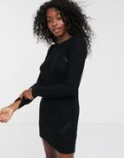 Brave Soul Pointelle Sweater Dress In Black