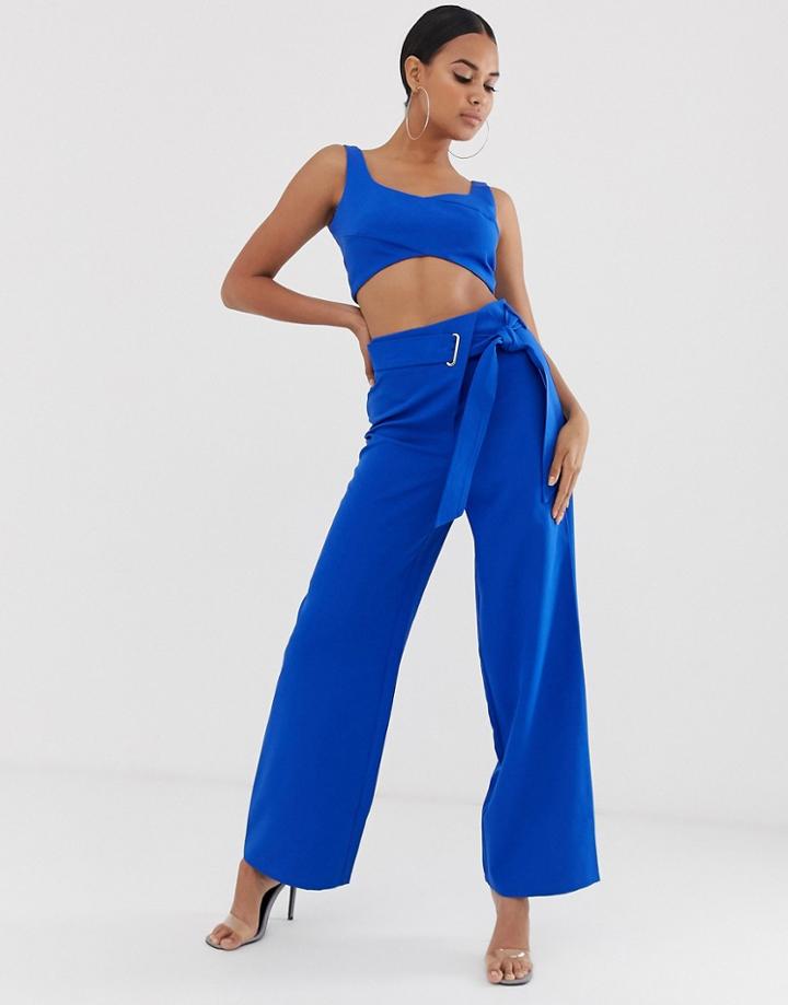 4th & Reckless High Waisted Wide Leg Pants In Cobalt - Blue