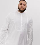 Asos Design Plus Regular Fit Overhead Longline Shirt With Bib Detail In White - White