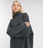 Collusion High Neck Dress With Embossed Logo In Black Acid Wash