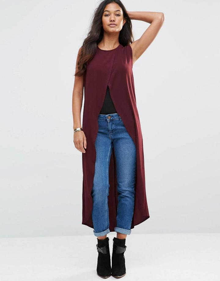 Rare Dip Hem Wrap Top - Wine