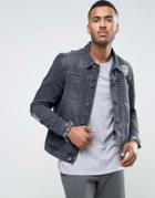 New Look Denim Jacket With Rips In Dark Gray - Gray