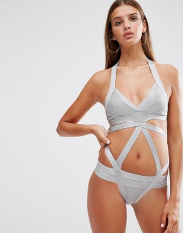 Luxe Lane Mauritius Bandage Swimsuit - Gray