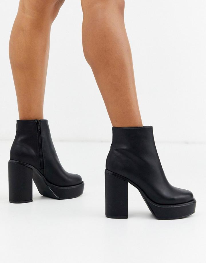 London Rebel Platform Ankle Boots In Black