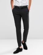 Selected Homme Suit Pant With Mini Plaid In Skinny Fit With Stretch - Black