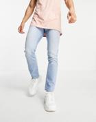Asos Design Stretch Slim Jeans In Retro Light Wash Blue-blues