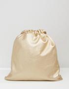 7x Leather Look Drawstring Backpack - Gold