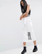 Asos Sweat Pencil Skirt With Slogan Detail - White