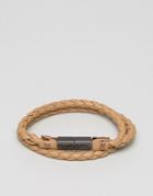 Diesel Alucy Wrap Leather Bracelet In Tan - Tan