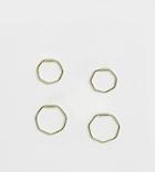 Kingsley Ryan Sterling Silver Gold Plated Hexagon Hoop Earrings 2 Pack - Gold