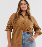 Vero Moda Curve Cord Overshirt In Tobacco