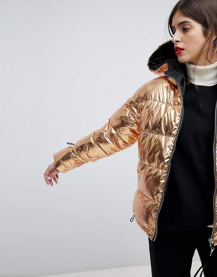 Mango Metallic Padded Jacket - Gold