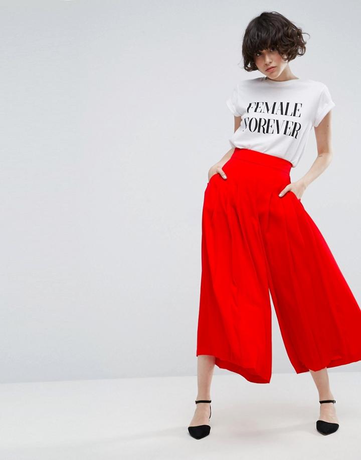 Asos Tailored Uber Wide Leg Culottes - Red