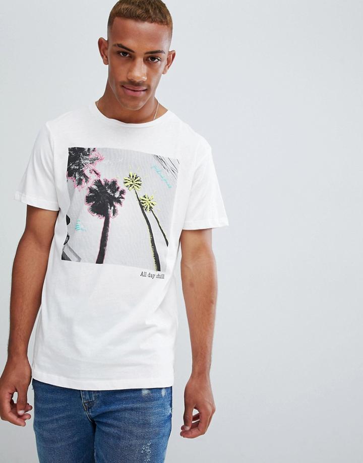 Jack & Jones Originals T-shirt With Fluro City Graphic - White