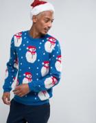 Asos Holidays Sweater With Fluffy Snowman - Multi