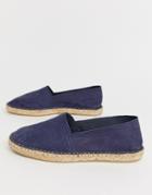 Office Espadrilles In Navy Leather - Navy