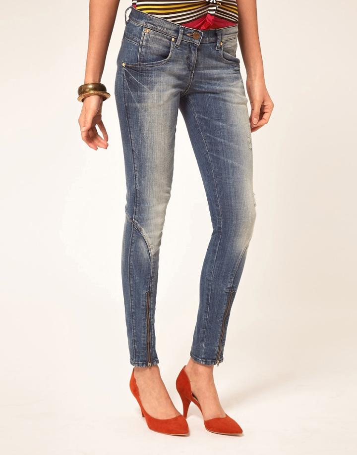 Miss Sixty Skinny Jeans With Zips - Blue