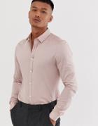 Asos Design Wedding Skinny Fit Shirt In Dusty Pink - Pink