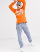 Aprex Supersoft Long Sleeve T-shirt In Orange With Placement Logo