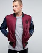 Siksilk Bomber Jacket With Contrast Sleeves - Red