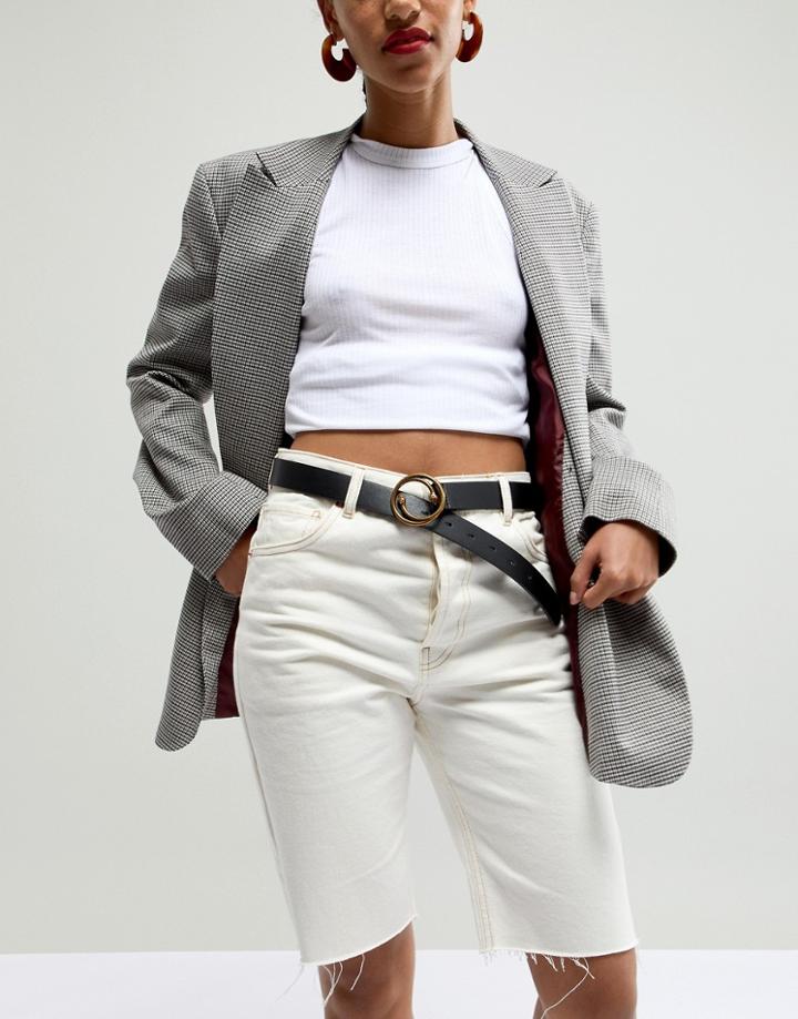 Asos Design Jeans Belt With Snake Buckle - Black