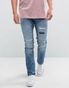 Esprit Slim Fit Distressed Jeans - Blue