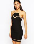 Rare London Mini Body-conscious Dress With Mesh Inserts - Black