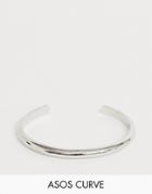 Asos Design Curve Cuff Bracelet In Sleek Minimal Design In Silver - Silver